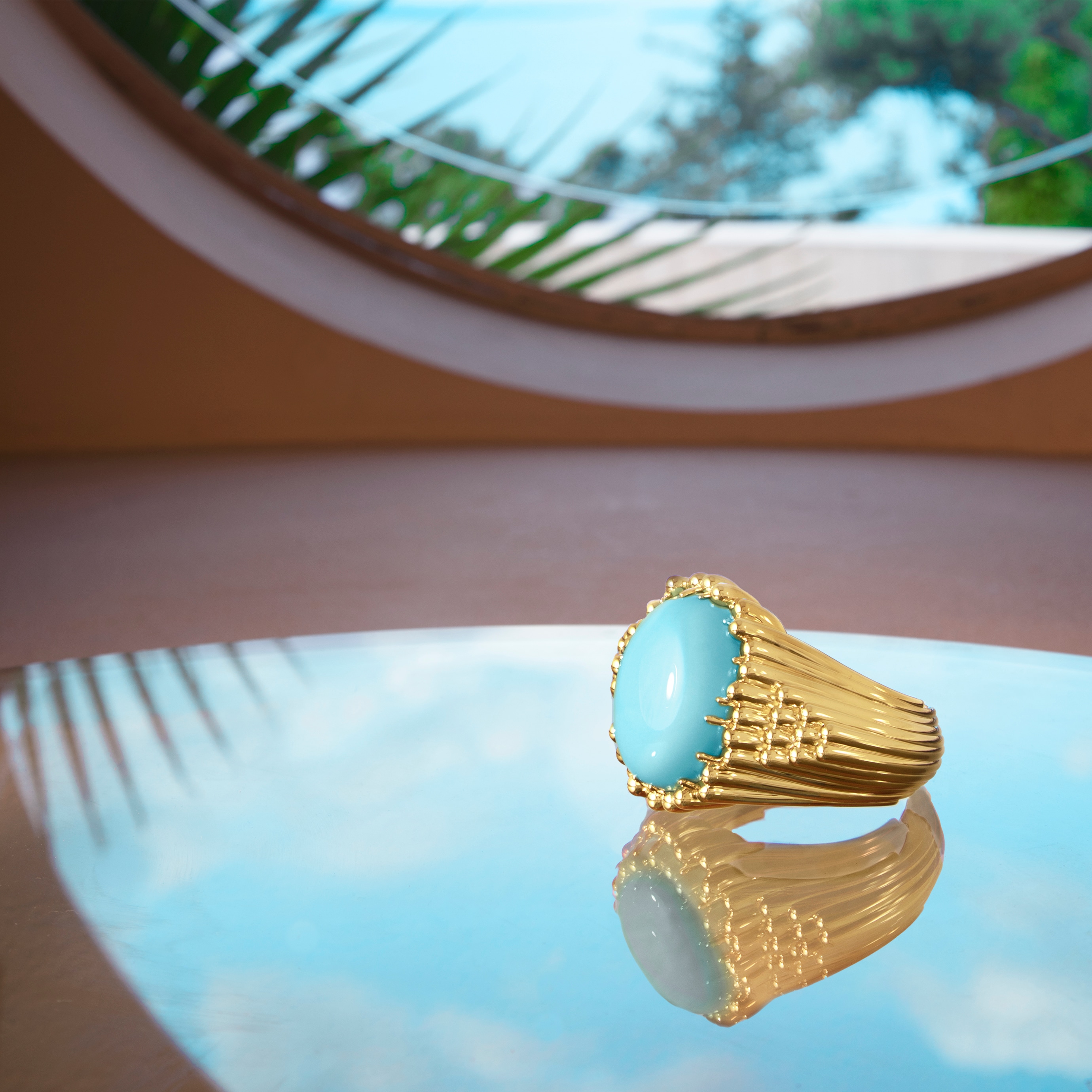 Estérel手链,黄K金,绿松石。Perles d'été系列,Van Cleef & Arpels梵克雅宝。